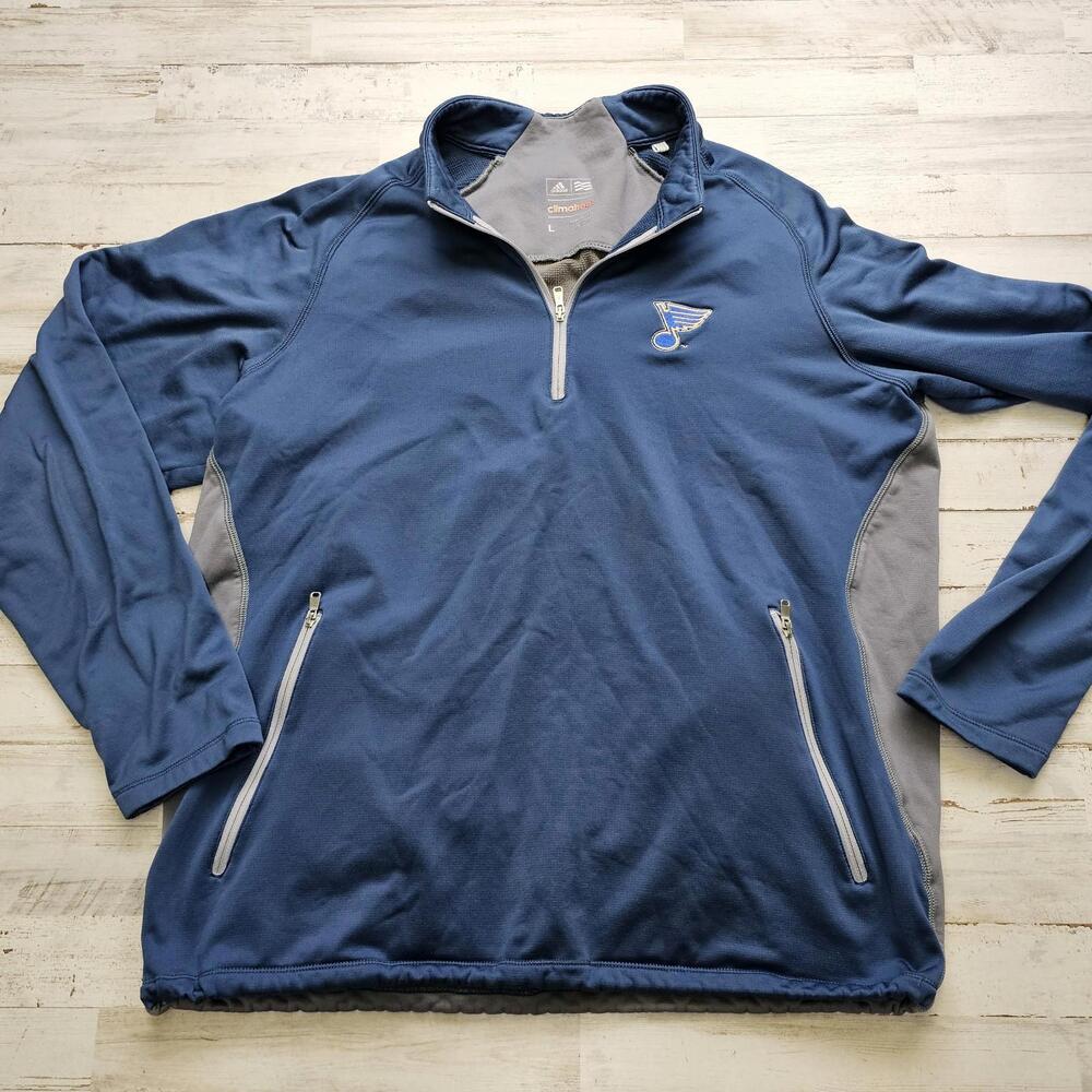 Adidas NHL St. Louis Blues 1/4 Zip Pullover Lightweight Men’s L Climaheat